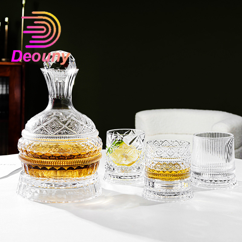 Wine Beer Whiskey - DEOUNY ขวดเหล้าไวน์หมุนเพชรดาวยุโรปพร้อมแก้วเบียร์บ้านสร้างสรรค์ขั้นสูงและชุดแก้ววิสกี้