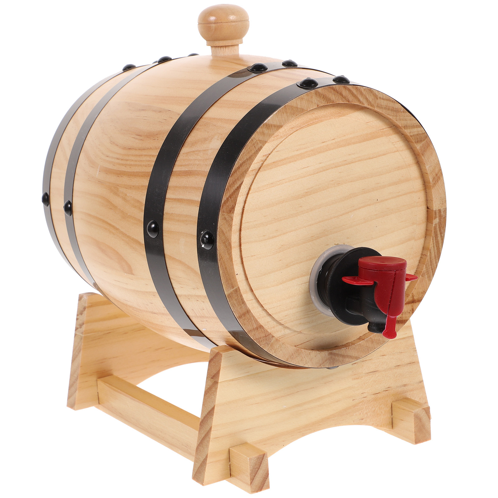 Wine Beer Spirits - ชุดถังไวน์ไม้โอ๊คทำมือ 1 ชิ้น พร้อมขาตั้งและจุกปิดสำหรับตกแต่งบาร์ในบ้าน เหมาะสำหรับบ่มสุรา เบียร์