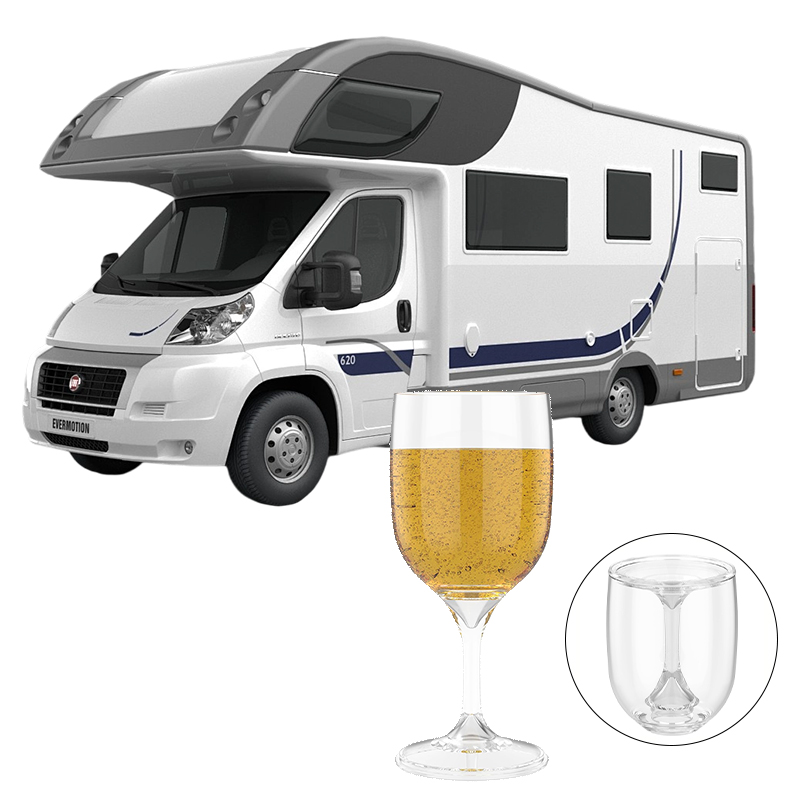 Wine & Beer Emporium - แก้วไวน์พับได้ แก้วไวน์พลาสติกใส เกรดอาหาร 200 มล. แก้วเหล้าพกพาสำหรับการเดินทาง
