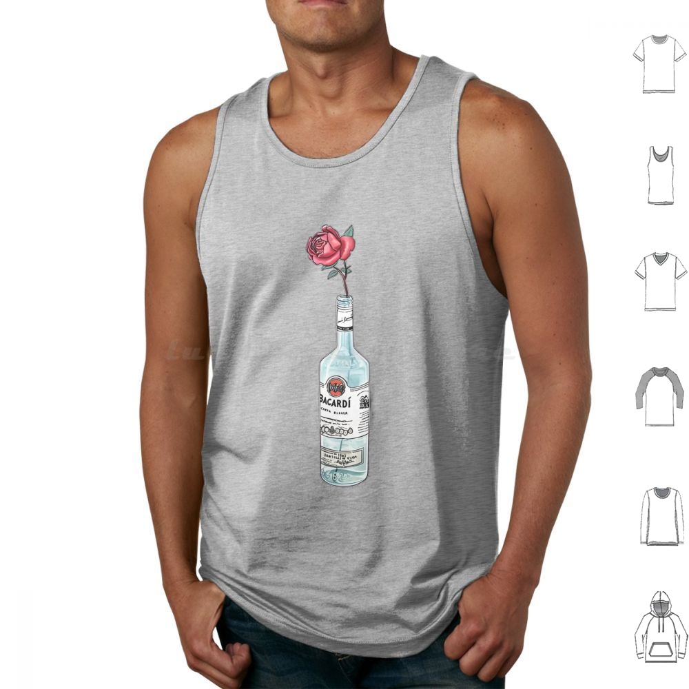 Beer Wine Gin - เสื้อกล้ามลายดอกไม้รัมบาคาร์ดี เสื้อกั๊กแขนกุด รัมบาคาร์ดี วอดก้า ปาร์ตี้ เครื่องดื่ม