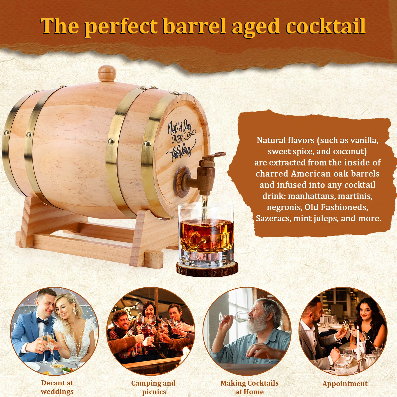 ถังไม้สำหรับวิสกี้ขนาด 3 ลิตร  - Wine Beer Whiskey บทวิจารณ์และราคา