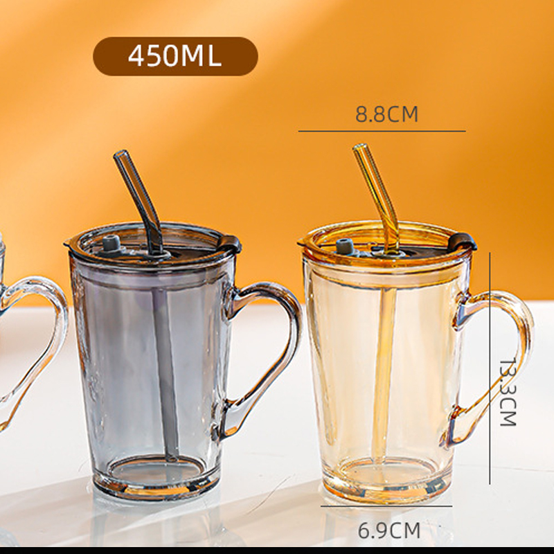 450ml ถ้วยกาแฟแก้วพร้อมฝาปิดแล - Wine Beer Spirits บทวิจารณ์และราคา